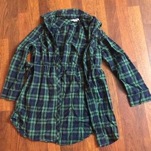 Blue and green plaid short dress/ cute top